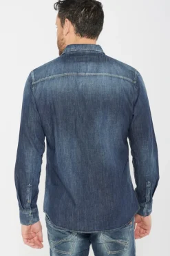 Le Temps des Cerises Chemise Juanito En Jeans Bleu-Homme Chemises Et Vestes