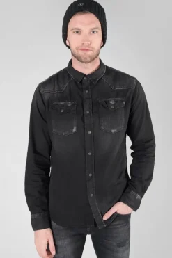 Le Temps des Cerises Chemise Juanito En Jeans Noir Delave-Homme Chemises Et Vestes