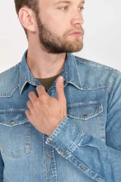 Le Temps des Cerises Chemise Juanito En Jeans Bleu Delave-Homme Chemises Et Vestes