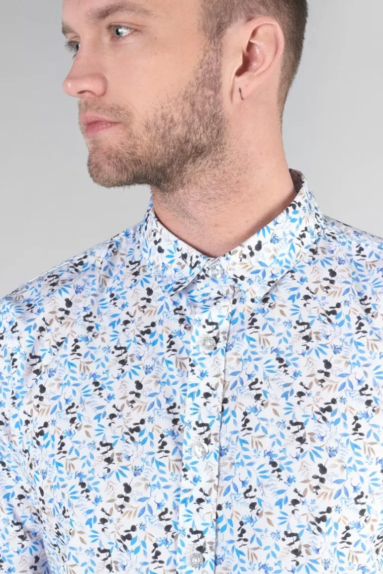 Le Temps des Cerises Chemise Mariot Blanche A Motif Feuilles-Homme Chemises