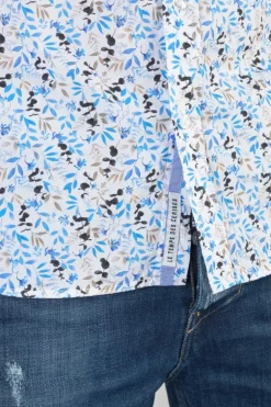 Le Temps des Cerises Chemise Mariot Blanche A Motif Feuilles-Homme Chemises