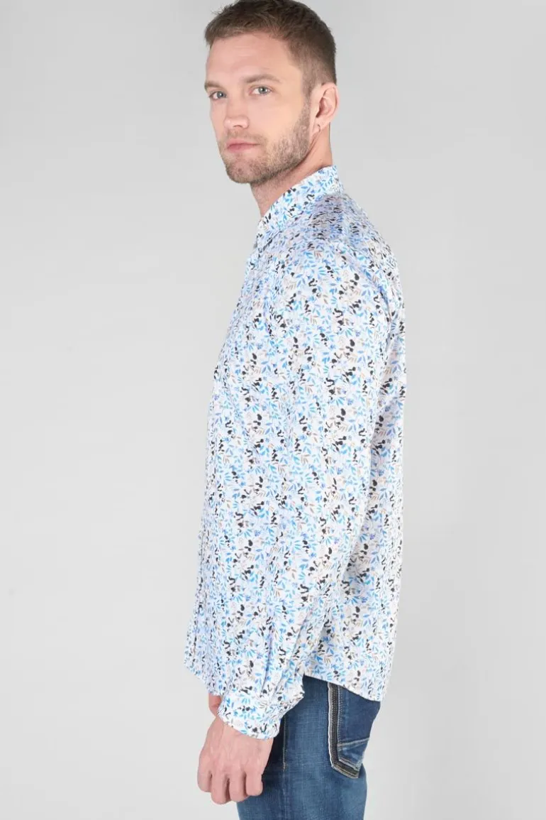 Le Temps des Cerises Chemise Mariot Blanche A Motif Feuilles-Homme Chemises