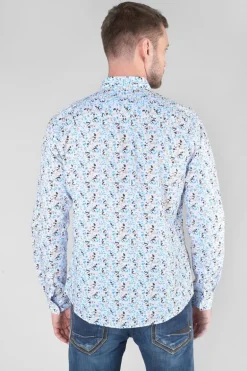Le Temps des Cerises Chemise Mariot Blanche A Motif Feuilles-Homme Chemises