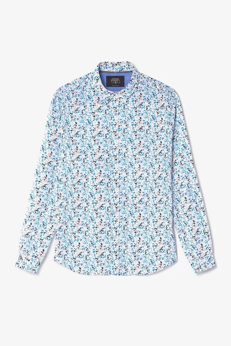 Le Temps des Cerises Chemise Mariot Blanche A Motif Feuilles-Homme Chemises