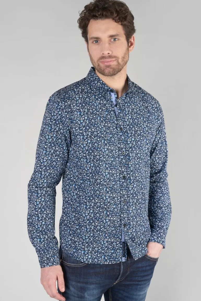 Le Temps des Cerises Chemise Nobel Bleu Marine A Motif Fleuri-Homme Chemises