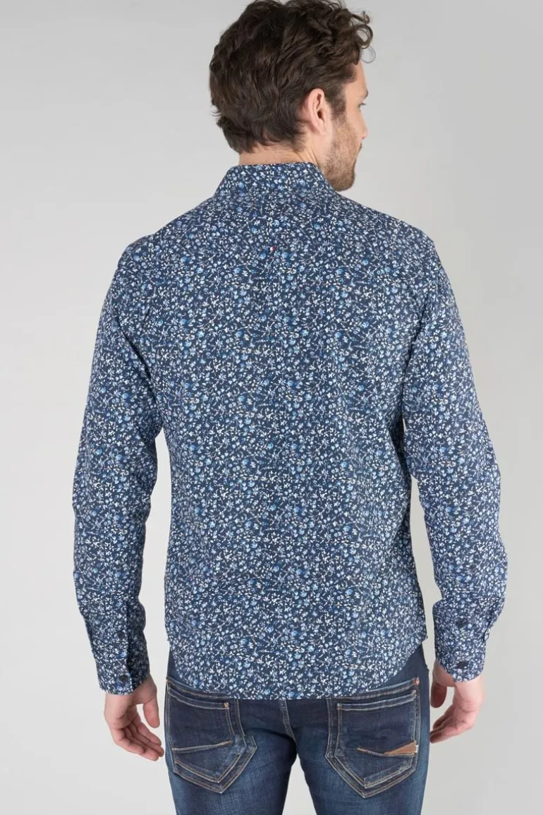Le Temps des Cerises Chemise Nobel Bleu Marine A Motif Fleuri-Homme Chemises