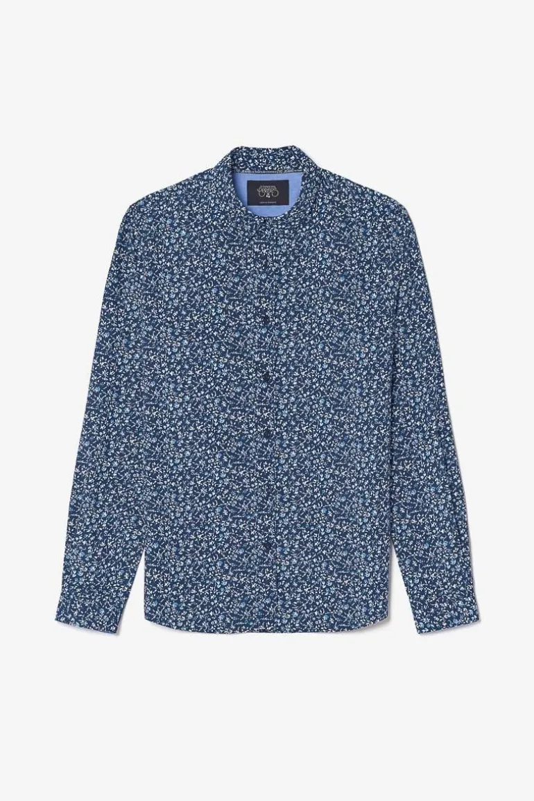 Le Temps des Cerises Chemise Nobel Bleu Marine A Motif Fleuri-Homme Chemises