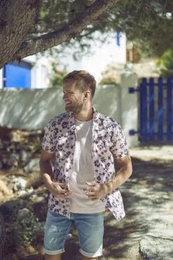 Le Temps des Cerises Chemise Postir Rose A Motif Fleuri-Homme Chemises