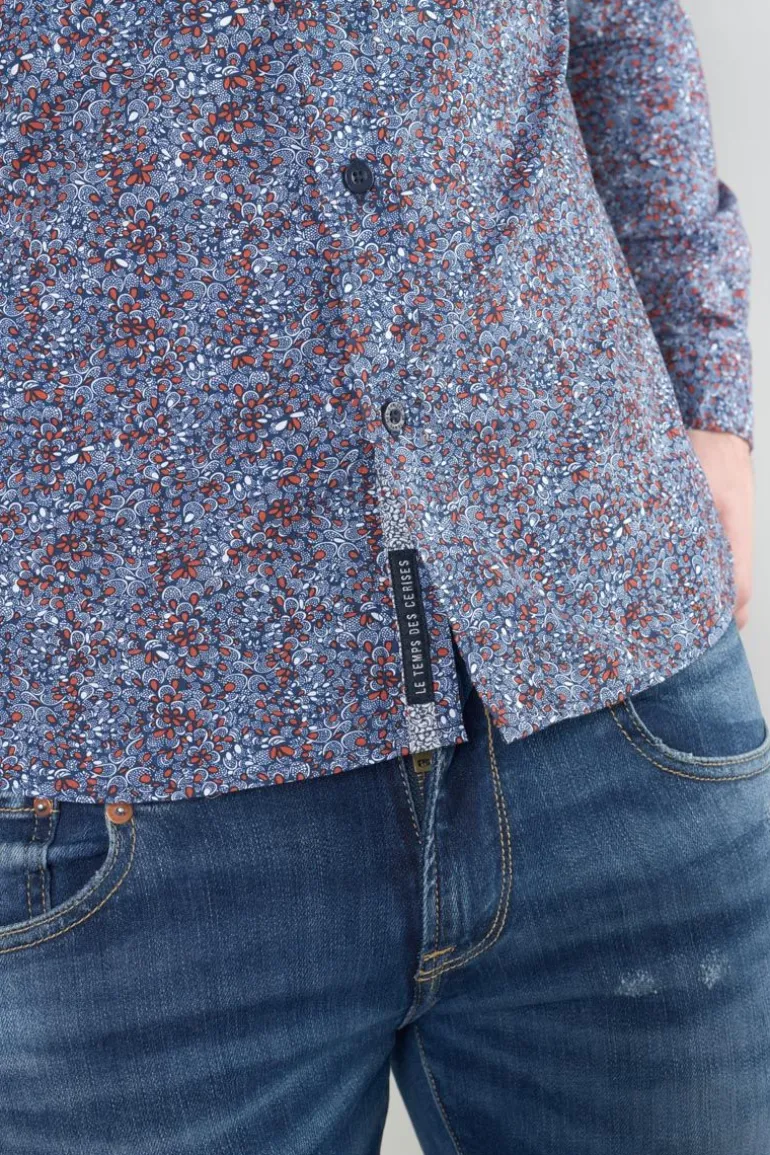 Le Temps des Cerises Chemise Retil Bleu Marine A Motif-Homme Chemises