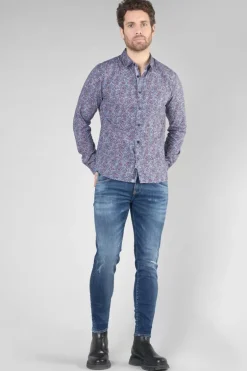 Le Temps des Cerises Chemise Retil Bleu Marine A Motif-Homme Chemises