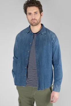 Le Temps des Cerises Chemise Valmy En Jeans Bleu Delave-Homme Chemises Et Vestes
