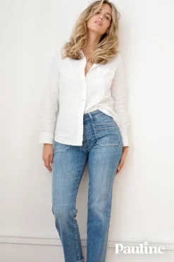 Le Temps des Cerises Collab @Paulinetrrs Pablo Taille Haute 7/8Eme Jeans Bleu N°4-Femme Coupe Regular