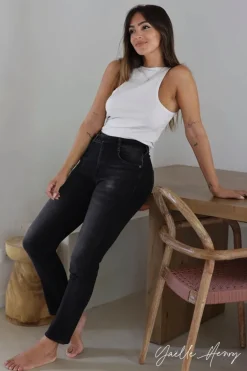 Le Temps des Cerises Collab @Yaelle_Henry Henry 400/17 Mom Taille Haute 7/8Eme Jeans Noir N°1-Femme Coupe Regular