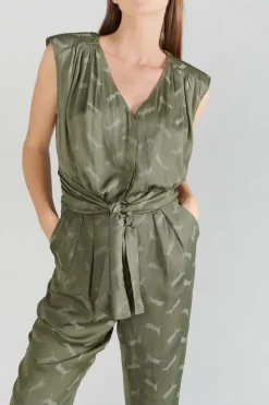 Le Temps des Cerises Combinaison Pantalon Arte En Jacquard Kaki-Femme Combinaisons