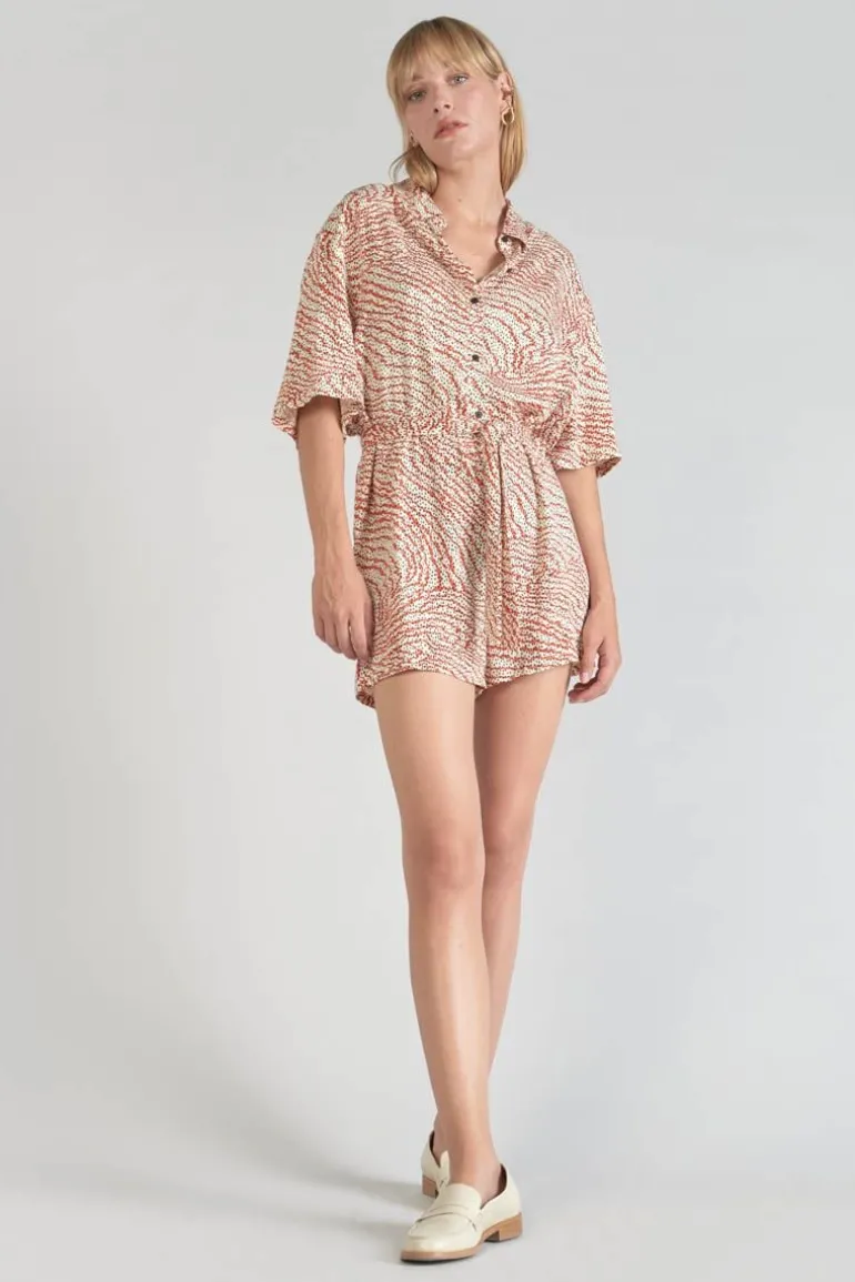 Le Temps des Cerises Combi-Short Zely A Motif Orange Et Noir-Femme Shorts & Jupes