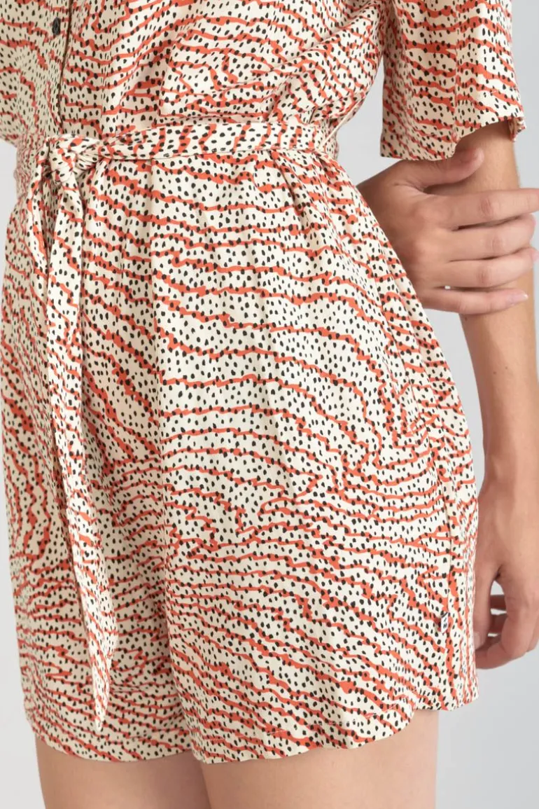 Le Temps des Cerises Combi-Short Zely A Motif Orange Et Noir-Femme Shorts & Jupes