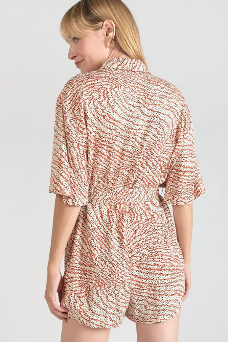 Le Temps des Cerises Combi-Short Zely A Motif Orange Et Noir-Femme Shorts & Jupes