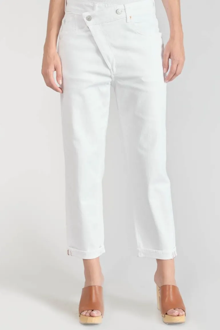 Le Temps des Cerises Cosy Boyfit 7/8Eme Jeans Blanc-Femme Coupe Boyfit