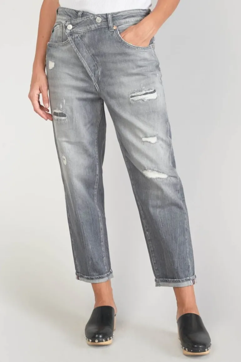 Le Temps des Cerises Cosy Boyfit 7/8Eme Jeans Destroy Gris N°3-Femme Coupe Boyfit