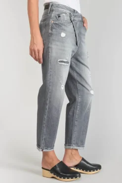 Le Temps des Cerises Cosy Boyfit 7/8Eme Jeans Destroy Gris N°3-Femme Coupe Boyfit