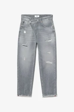 Le Temps des Cerises Cosy Boyfit 7/8Eme Jeans Destroy Gris N°3-Femme Coupe Boyfit