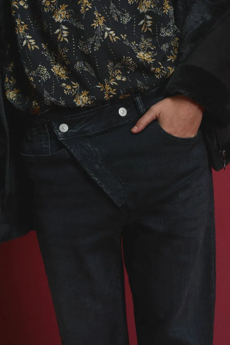 Le Temps des Cerises Cosy Boyfit 7/8Eme Jeans Noir N°1-Femme Coupe Boyfit