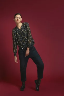 Le Temps des Cerises Cosy Boyfit 7/8Eme Jeans Noir N°1-Femme Coupe Boyfit