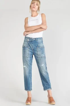 Le Temps des Cerises Cosy Pocket Boyfit 7/8Eme Jeans Destroy Bleu N°4-Femme Coupe Boyfit
