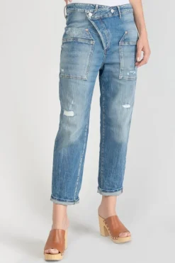 Le Temps des Cerises Cosy Pocket Boyfit 7/8Eme Jeans Destroy Bleu N°4-Femme Coupe Boyfit