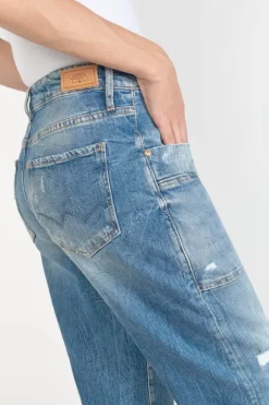 Le Temps des Cerises Cosy Pocket Boyfit 7/8Eme Jeans Destroy Bleu N°4-Femme Coupe Boyfit