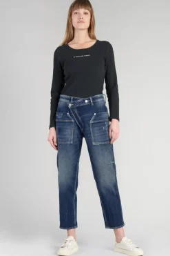 Le Temps des Cerises Cosy Pocket Boyfit 7/8Eme Jeans Destroy Bleu N°2-Femme Coupe Boyfit