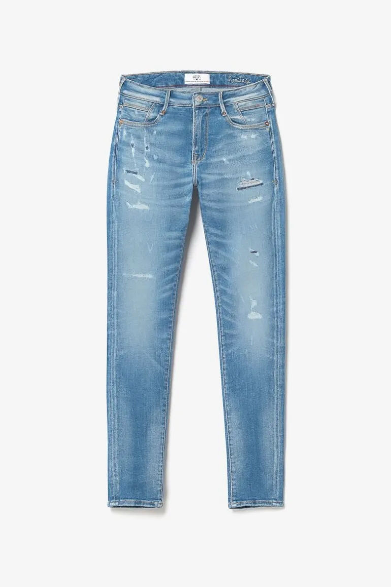 Le Temps des Cerises Dames Power Skinny 7/8Eme Jeans Destroy Bleu N°4-Femme Coupe Skinny