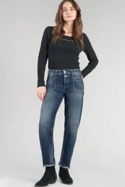 Le Temps des Cerises Fafa 400/18 Mom Taille Haute 7/8Eme Jeans Destroy Bleu N°3-Femme Coupe Mom