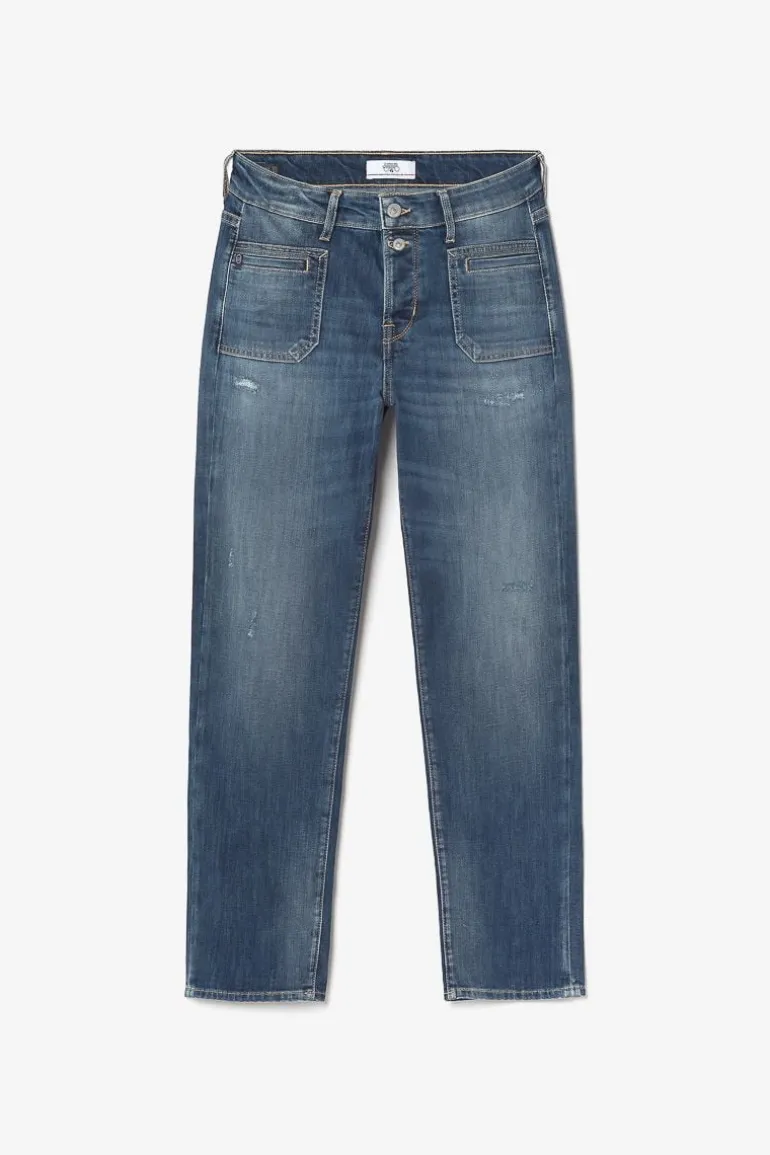 Le Temps des Cerises Fafa 400/18 Mom Taille Haute 7/8Eme Jeans Destroy Bleu N°3-Femme Coupe Mom