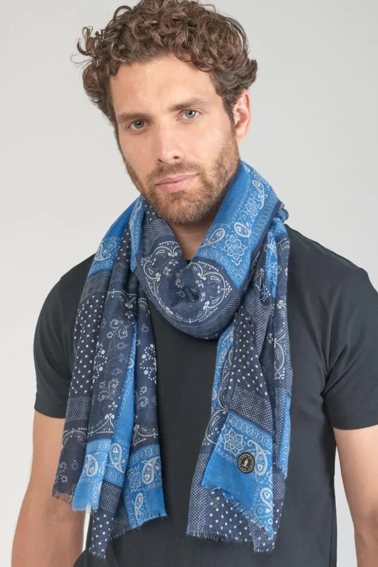 Le Temps des Cerises Foulard Brite A Motif Cachemire Bleu-Homme Écharpes & Foulards