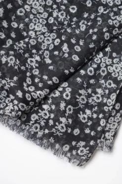 Le Temps des Cerises Foulard Jadida A Motif Fleuri Noir Et Blanc-Femme Écharpes & Foulards