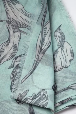 Le Temps des Cerises Foulard Myriam A Motif Fleuri Vert D'Eau-Femme Écharpes & Foulards