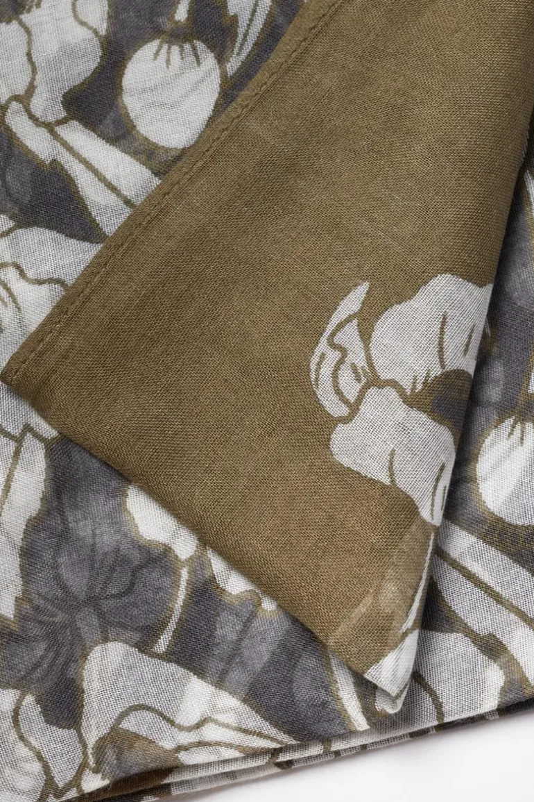 Le Temps des Cerises Foulard Valentine A Motif Fleuri Kaki-Femme Écharpes & Foulards