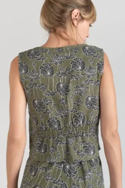 Le Temps des Cerises Gilet Gish Kaki A Motif Fleuri-Femme Tops