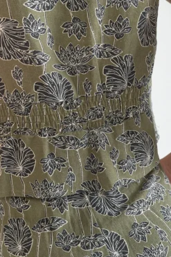 Le Temps des Cerises Gilet Gish Kaki A Motif Fleuri-Femme Tops