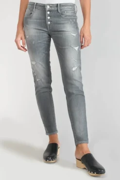 Le Temps des Cerises Goudes Power Skinny 7/8Eme Jeans Destroy Gris N°3-Femme Coupe Skinny
