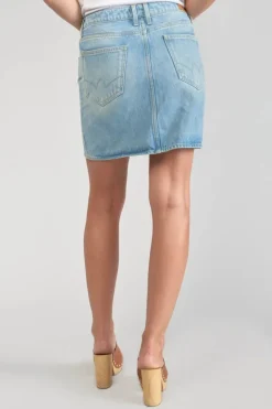 Le Temps des Cerises Jupe Alofi En Jeans Bleu Clair-Femme Coupe Criss Cross