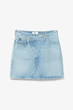 Le Temps des Cerises Jupe Alofi En Jeans Bleu Clair-Femme Coupe Criss Cross