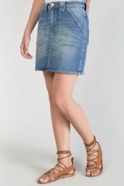 Le Temps des Cerises Jupe Cary En Jeans Bleu Delave-Femme Jupes & Shorts