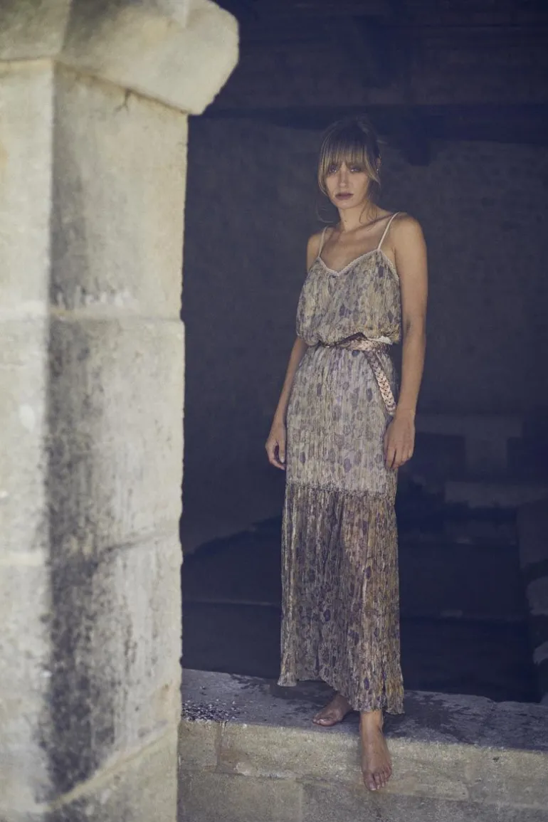 Le Temps des Cerises Jupe Longue Ran Doree A Motif Fleuri-Femme Shorts & Jupes