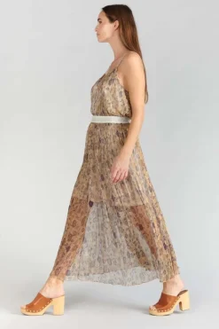 Le Temps des Cerises Jupe Longue Ran Doree A Motif Fleuri-Femme Shorts & Jupes