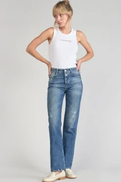 Le Temps des Cerises Luxe 400/19 Mom Taille Haute Jeans Destroy Bleu N°2-Femme Coupe Regular