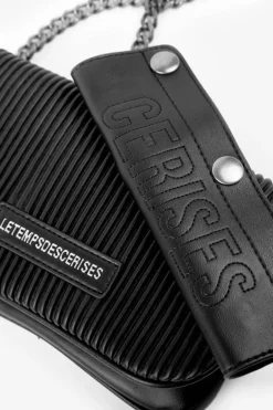 Le Temps des Cerises Mini Sac A Bandouliere Jade Noir Plisse-Femme Sacs & Portefeuilles