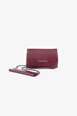 Le Temps des Cerises Mini Sac A Bandouliere Jade Bordeaux Plisse-Femme Sacs & Portefeuilles