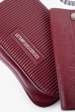 Le Temps des Cerises Mini Sac A Bandouliere Jade Bordeaux Plisse-Femme Sacs & Portefeuilles